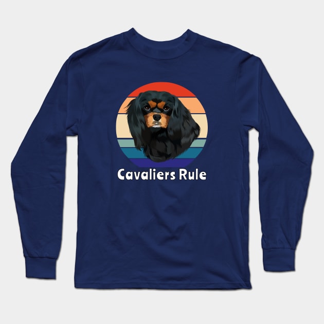 Retro Black and Tan Cavalier King Charles Spaniel Gifts Long Sleeve T-Shirt by Cavalier Gifts